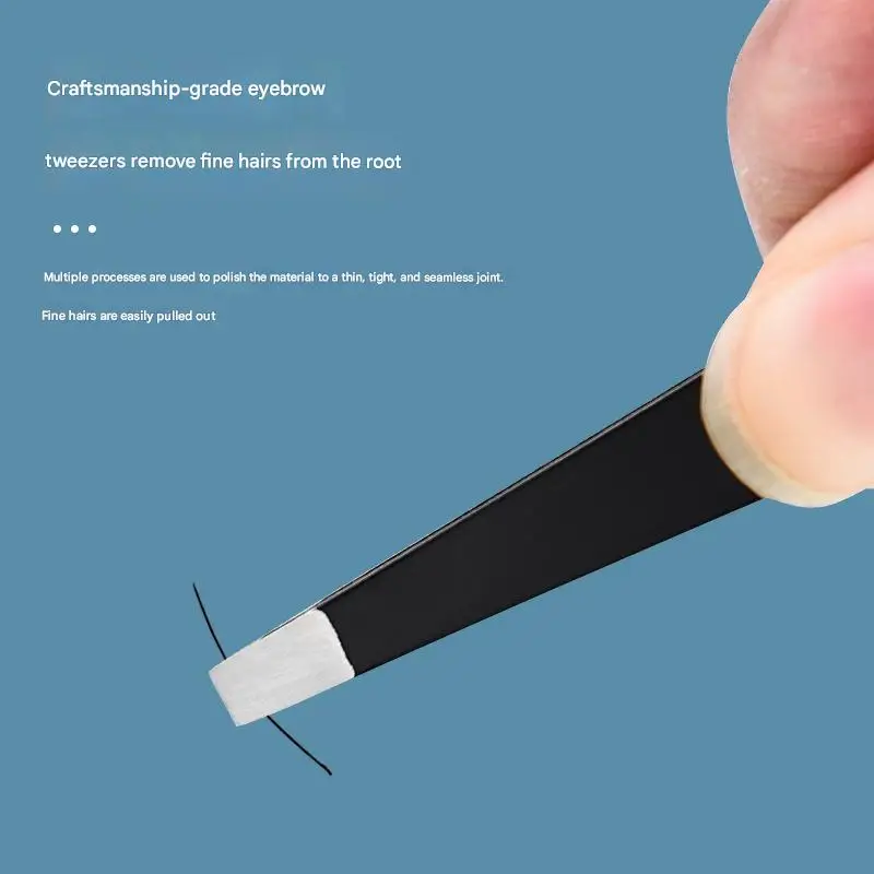 Czarne pęsety do brwi ze stali nierdzewnej z ukośną końcówką, zestaw narzędzi do depilacji, makijażu, przedłużania rzęs i tworzenia podwójnych powiek.