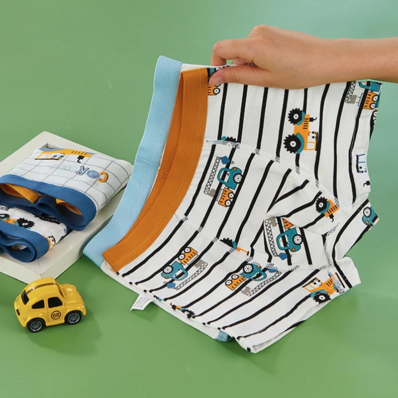 4 Pcs Boys Quick-Dry Cotton Boxer Briefs Soft Breathable Mesh Underwear Solid Active Boxers for Kids School Play
