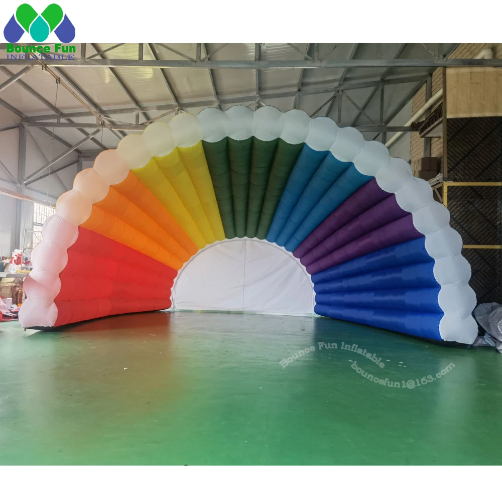 Colorful Rainbow Inflatable Stage Cover Tent Outdoor Events Shell Dome Canopy Rainproof Air Marquee Structure For Music Festival