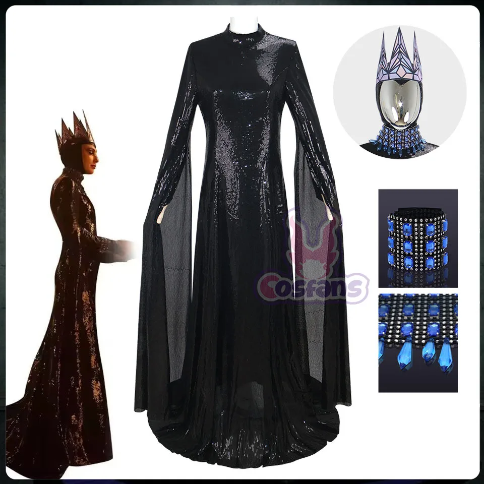

New Women's Evil Queen Cosplay Costume Uniform Suit for Movies Snow White Evil Queen Ladies Clothes Dress Headwear Crown Outfits