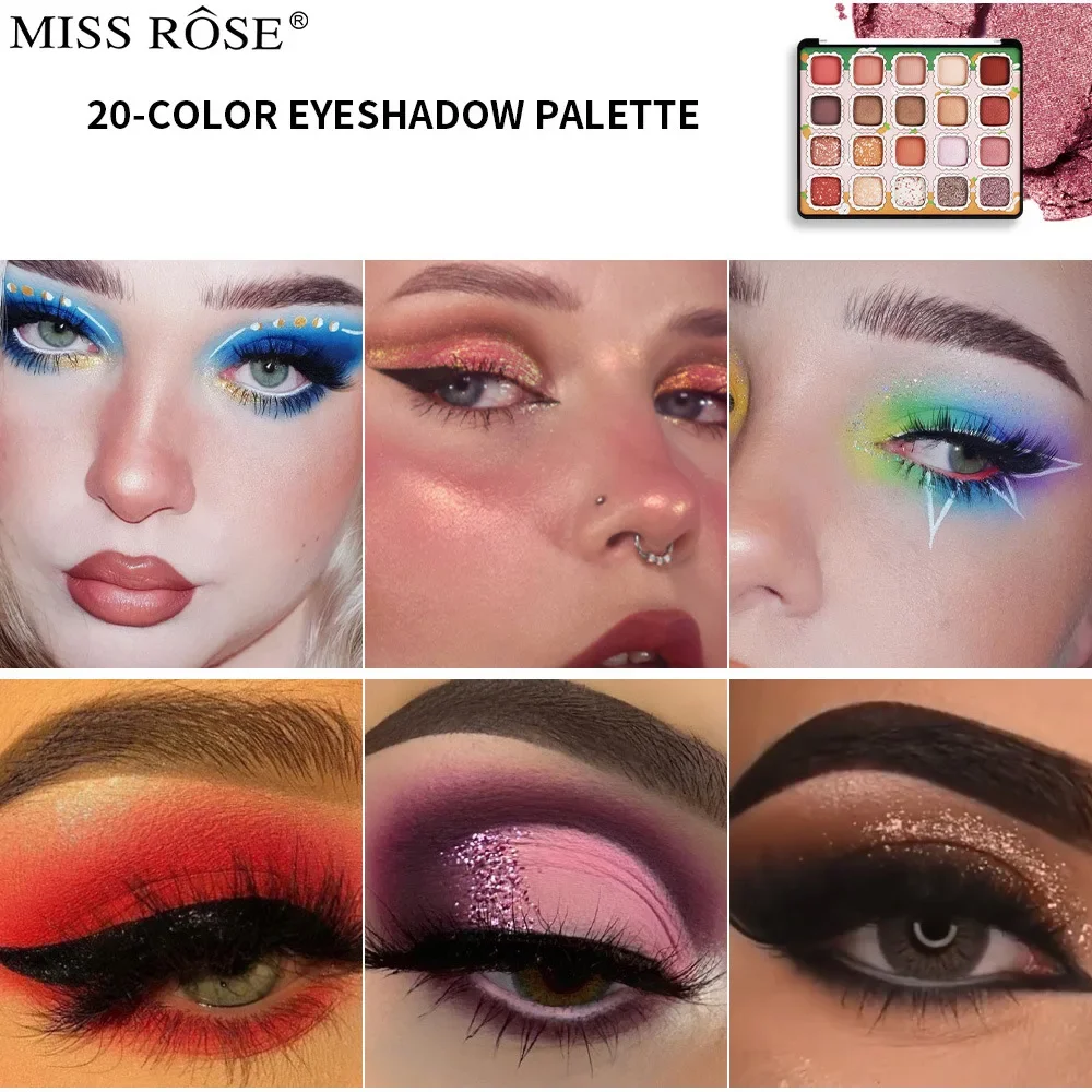 Alta qualidade miss rose 20 cores diamante nude paleta de sombra compõem pigmento sedoso-liso fosco shimmer sombra de olho cosméticos