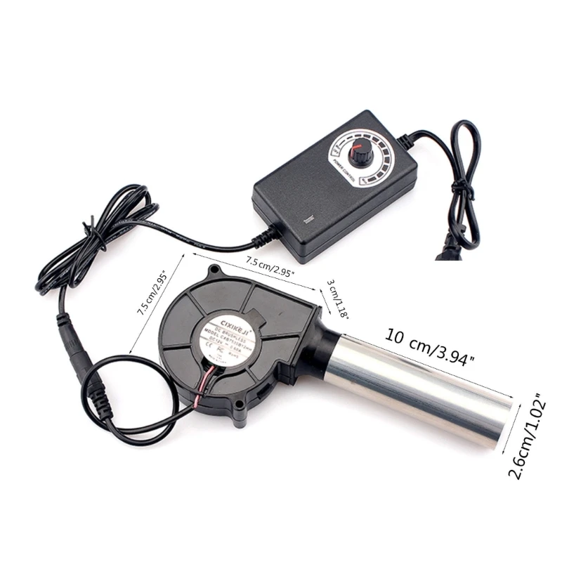 A2UD 7530 مروحة منفاخ صغيرة مع وحدة تحكم متغيرة الطاقة 3700 دورة في الدقيقة ضبط السرعة AC100V-240V DC12V أنبوب طويل