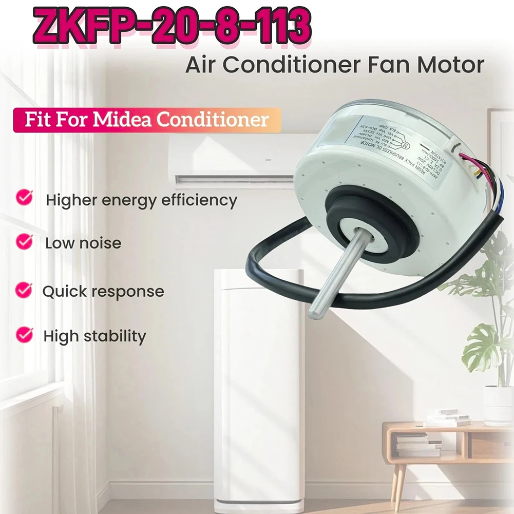 For Midea Split AC Indoor Fan Motor ZKFP-20-8-113 Brushless DC 140V 20W 1600 RPM Shaft Diameter 8mm Length 51mm