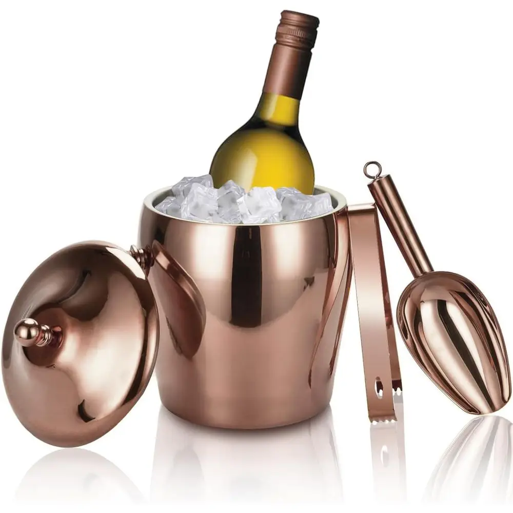 

Ведро для льда с крышкой, совок, IceTong, ведра для льда с двойными стенками из нержавеющей стали или вечеринками, ведро для рта и вина, ведро или охлаждение льда