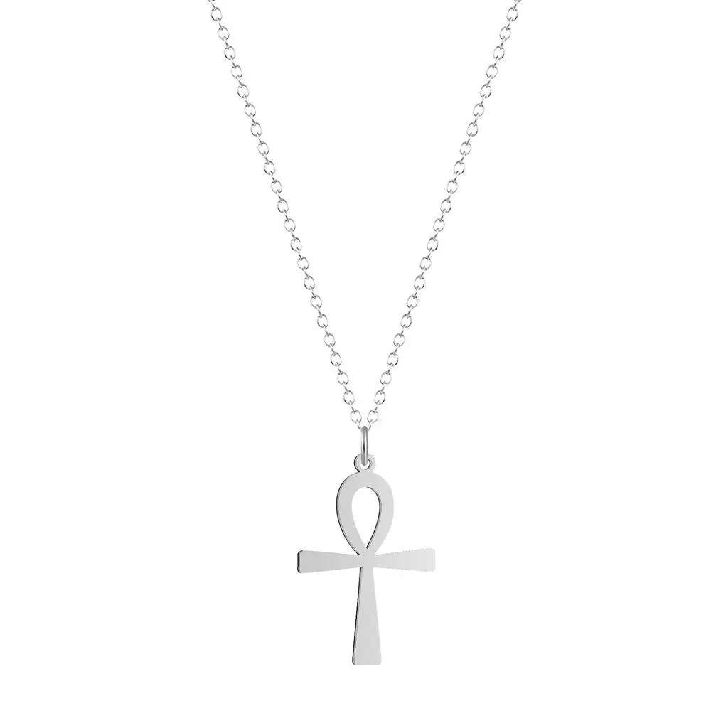 Stainless Steel Coptic Ankh Cross Religious Pendant Necklace Guardian Jewelry Gift