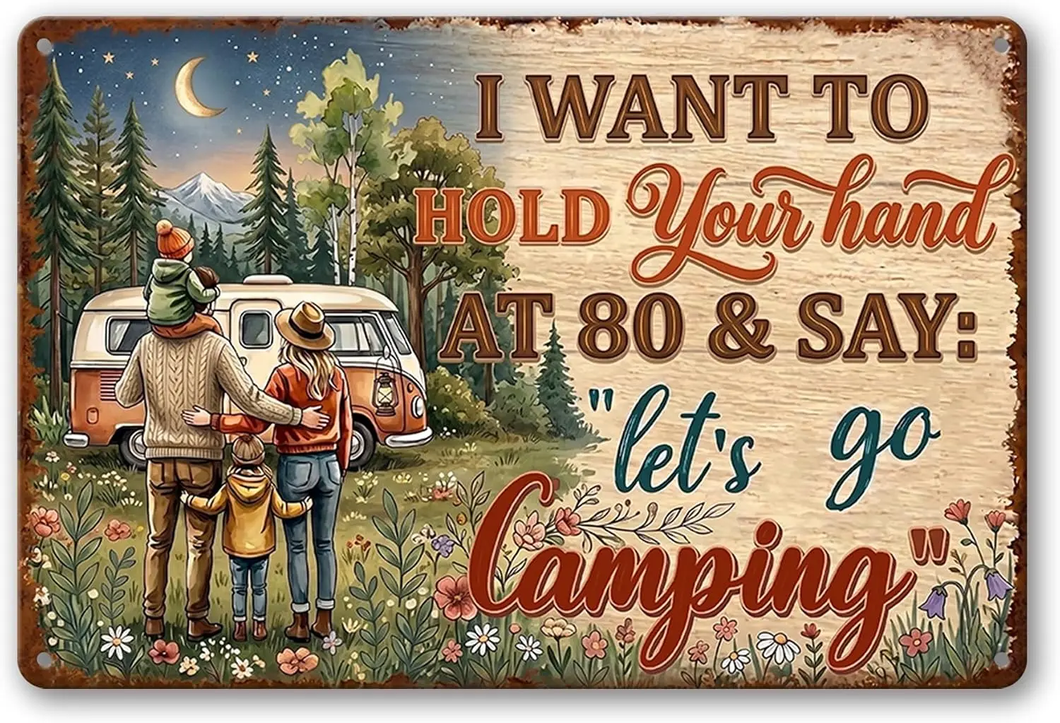 Family Camping Tin Sign, Camping Wall Decor, camper Wall Decor for Cabin Camper Lodge Farmhouse  --Tin Sign