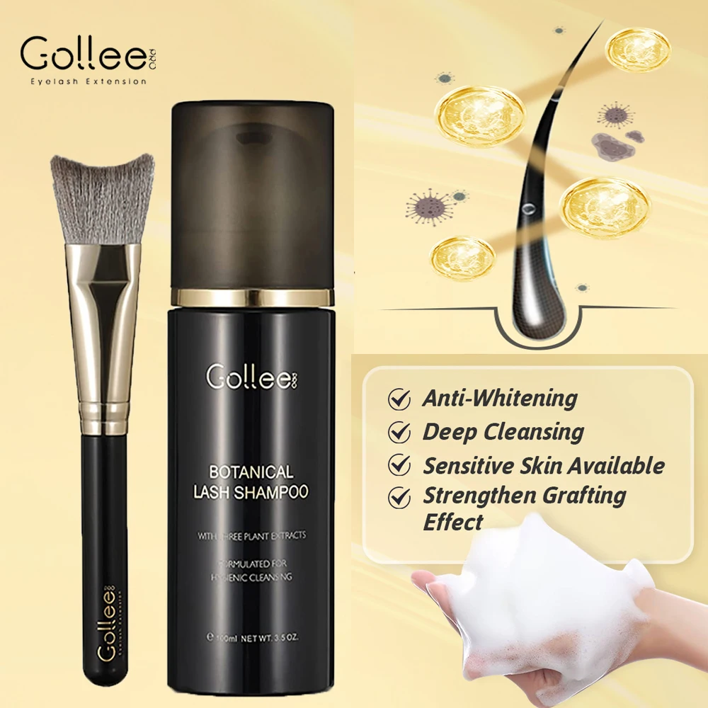 Gollee 100ml Eyelash Shampoo Non-irritating Eyelash Makeup Deep Cleansing Eyelash Glue Grafting Eye Makeup Remover Foam Cleanser