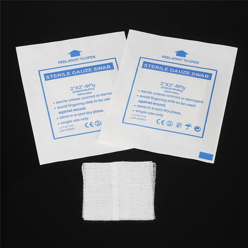 50Pcs Medical Absorbent Cotton Gauze Pieces Emergency First Aid Gauze Pad Swab Wound Care Hemostatic Dressing 5x5/7x7/10x10cm