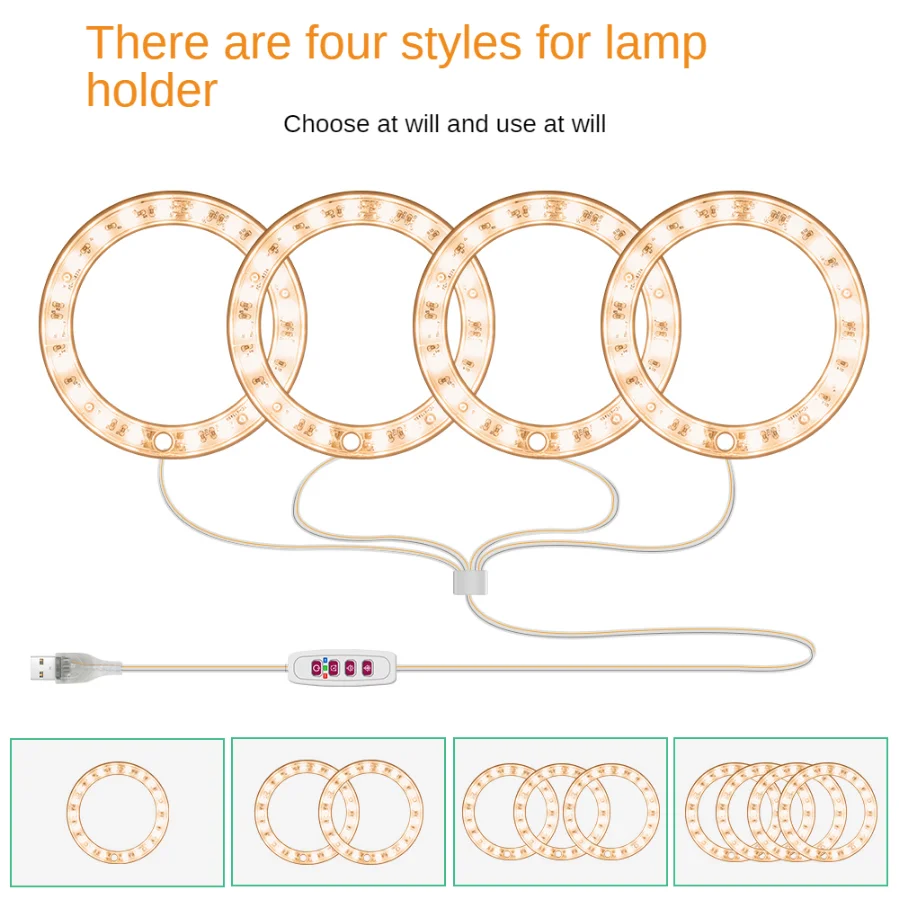 HZZKZZ USB 5V oświetlenie do uprawy Phytolamp dla roślin Led pełne spektrum Angel Ring lampa do roślin dla kwiat do uprawy w pomieszczeniu cieplarnianych sadzonka