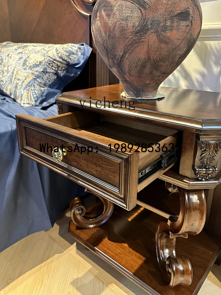 B-2  retro style pure solid wood bedside table bedroom  cabinet phone table living room personality corner