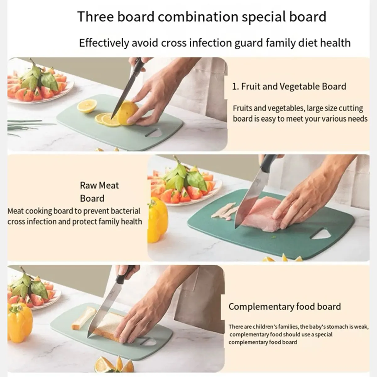

Antibacterial Cutting Board, Non-Slip Plastic Chopping Board for Vegetables Fruits Baby Food, Mold Proof Kitchen Board