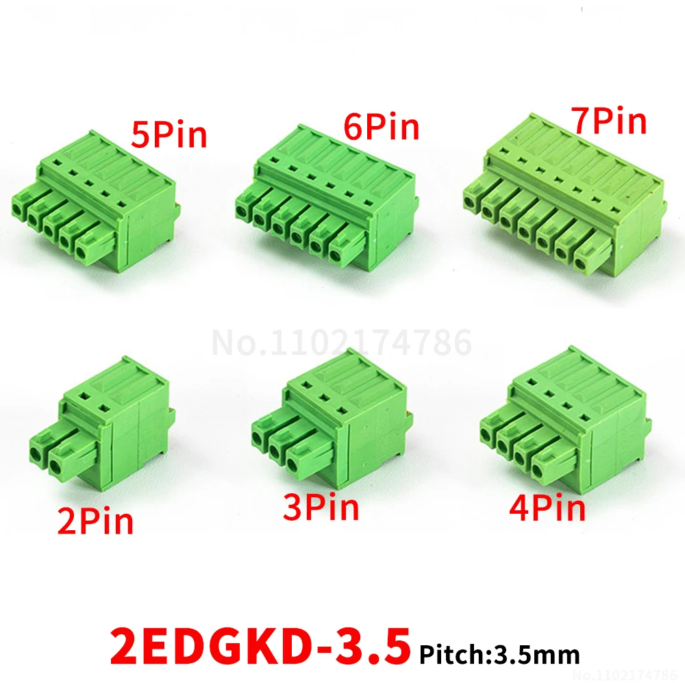 (1 pcs) 15EDGKD - 3.5mm spring-loaded terminal block 2~24P screwless plug-in quick-connect wiring KF 2EDGKD 3.5