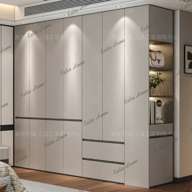FG Grey Swing Door Wardrobe OSB Solid Wood Closet with Modern Design for Bedroom & Large Home Clothes Storage interior furniture