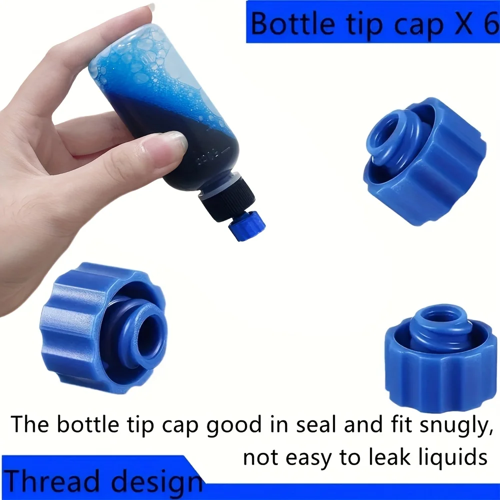 6-Piece Set of 30ml Precision Tip Applicator Bottles - Plastic Squeeze Dropper Bottles with Multiple Blunt Needles, Round and Odorless, Suitable for Glue, Paint, and Oil image 5