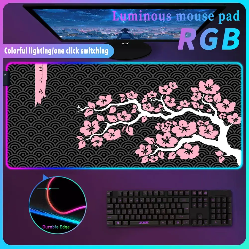 

RGB sakura компьютерный коврик для мыши Коврик для мыши HD Печать Японский Вишневый геймерский стол коврики для офиса большой настольный аксессуар клавиатура Настольный коврик