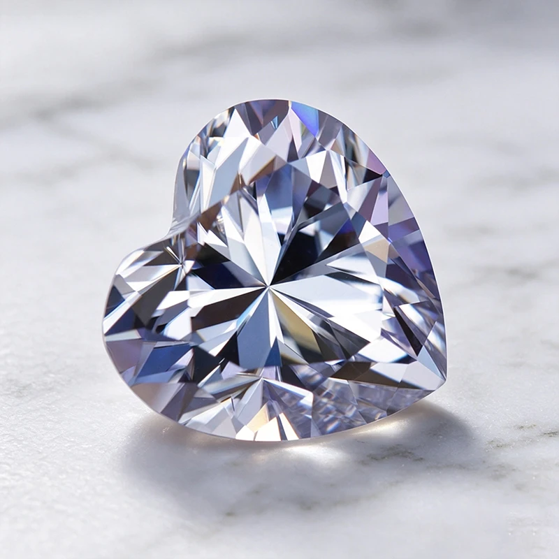 Moissanit-Stein in Herzform, lavendelfarben, im Labor gezüchteter Edelstein für DIY-Schmuck, Ringe, Ohrringe, Herstellungsmaterialien mit Zertifikat – Detail 3