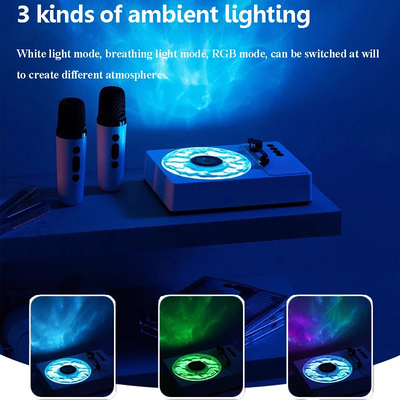 แบบพกพา Wave ลําโพงบลูทูธไร้สายคาราโอเกะ Soundbar ไมโครโฟนเสียงรบกวนสีขาว Sleep Aid เพลงกล่อง RGB Light TF Card Player