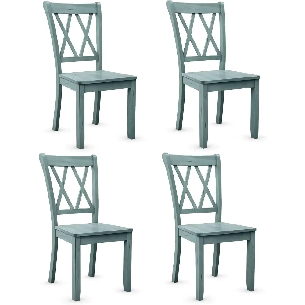 Set of 4 Dining Chairs, Rubber Wood Dining Room Chair, Farmhouse Dining Side Chairs, Max Load 400 Lbs, Wooden Kitchen Chairs