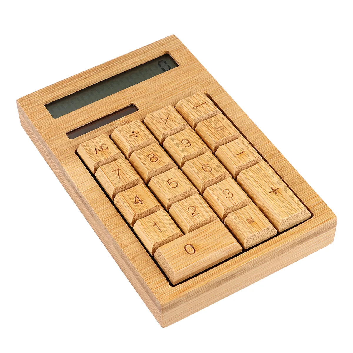 

Retro Style Solar Calculator Premium Bamboo Portable Electronic Computing Tool For Home Office School Use