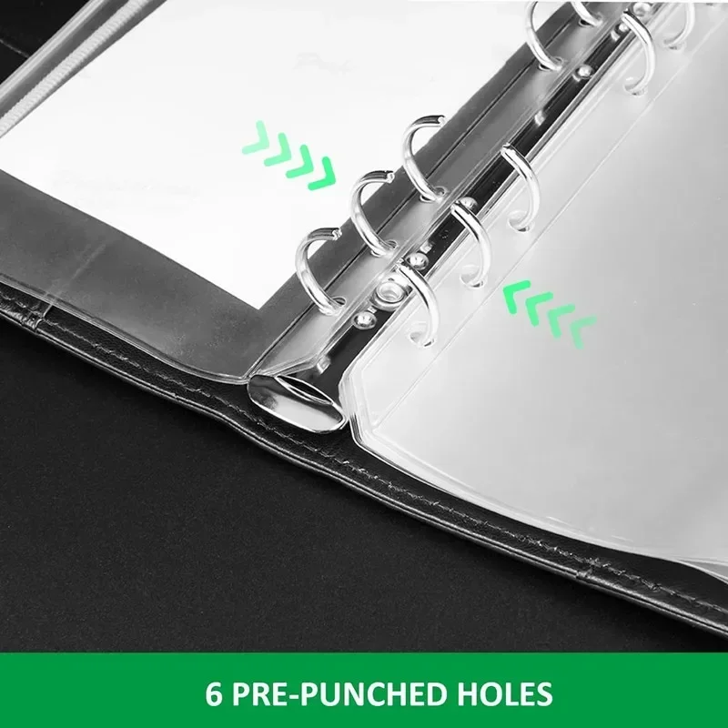 20/30/50Pcs 6-Holes Transparent Waterproof PVC Binder Inserts Binder Envelopes Photos Collection of Banknotes A6 Binder Pockets