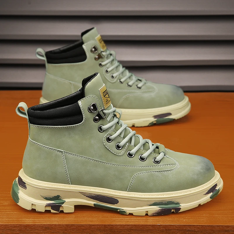 Hot-selling Men's Boots High Top Leisure All-match Shoes for Man Casual Non-slip Trend Men's Boots Comfort Rubber Men Flat Boots