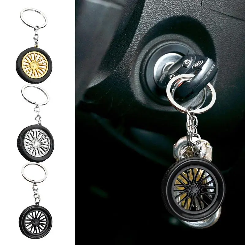 Cute Tire Keychain Tire Key Ring Pendant Car Bag Charm Truck Tire Keychain Wheel Tire Keychain Motorcycle Car Fans Keychain