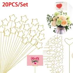 20/10PCS Flower Card Holder Art Card Holder Love Star Metal Wire Card Holder Photo Stick Holder Wedding Party Birthday Flower Ho