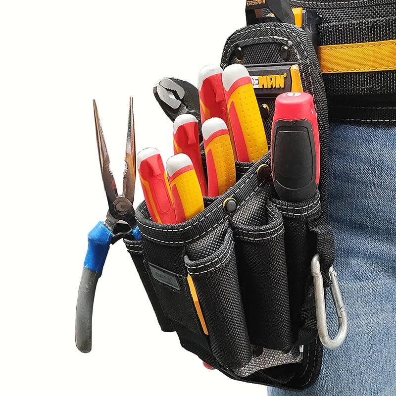 Electrician Canvas Tool Bag Reinforced Waist Bags Multifunctional Pouch Portable Quick Hanging Carpentry Tools and Accessories