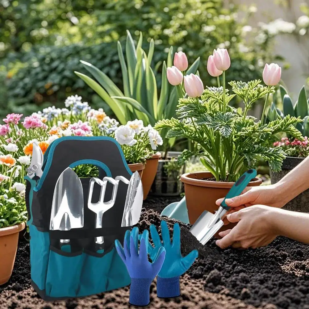 

Эргономичные садовые инструменты, набор садовых инструментов с эргономичными ручными кильями, байпасный секатор, перчатки, коврик для пересадки, грабли