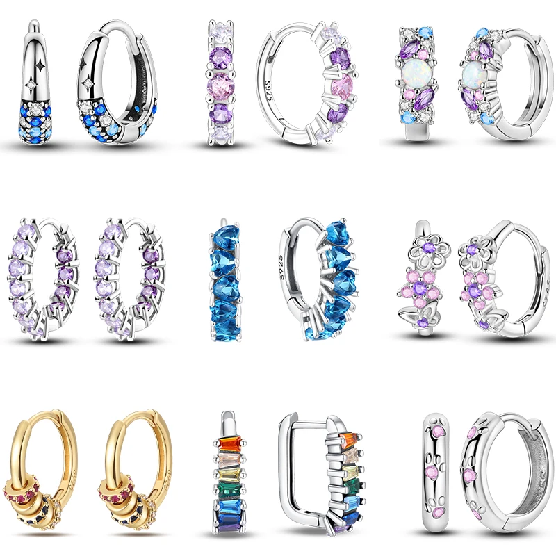 

Women's 925 Sterling Silver Colorful Shiny Zircon Circle Fashionable Earrings Fit For At Wedding Party Exquisite Gift Jewelry