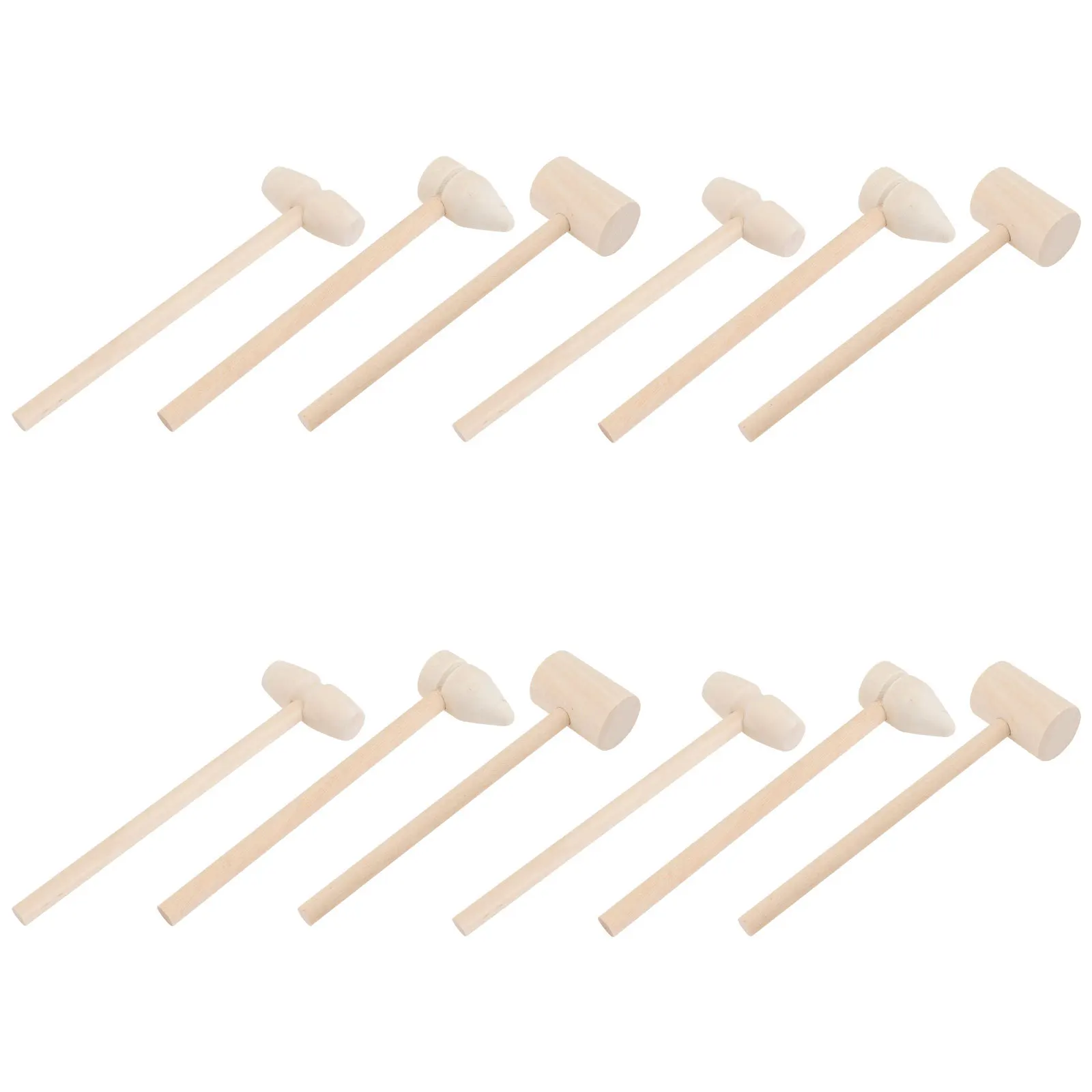 12Pcs Wood Hammer Mini Mallets Smooth No Burrs Kids Hand Dexterity Development Muscle Training Wooden Hammer Food Mallet