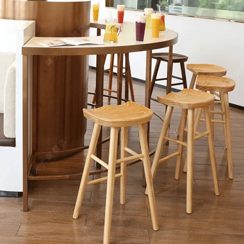 Taburete de madera maciza para el hogar, silla de Bar de estilo nórdico moderno, hermoso ambiente, cafetería, comedor, Bar alto, recién llegados