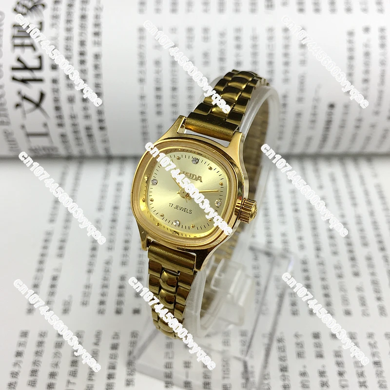 Original stock yellow shell yellow-faced drill nail women's mechanical watch, diameter 24mm