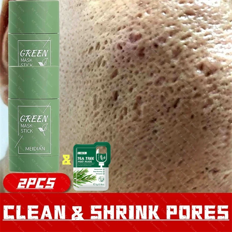 

Green Tea Eggplant Solid Mask Deep Cleansing Oil Control Balance Antioxidan Shrink Pores Remove Blackheads Refreshing Mud Mask