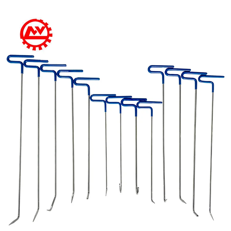 Blue 13PCS Auto Body PDR Hail Puller Thick Strong Crowbar Repair Tools Rod Hooks Car Dent Repair Kit