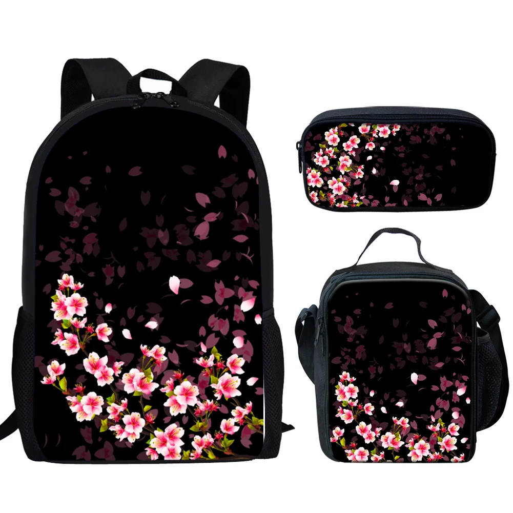 Casual School Bag Cherry Blossom Print Lightweight Backpack for Teen Boys Girls Travel Large Capacity Backpack Back to School