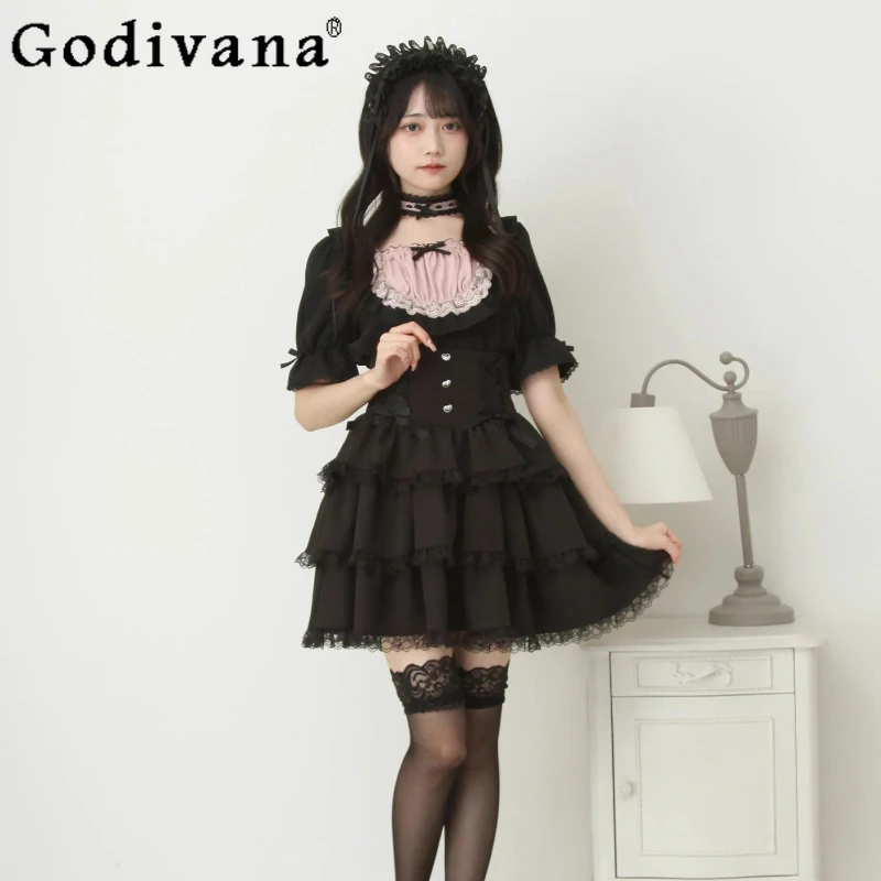 

Autumn and Winter New Japanese Style Sweet Versatile Cake Skirt Girls Cute Puffy Skirt Women High Waist Slimming Lolita Skirts