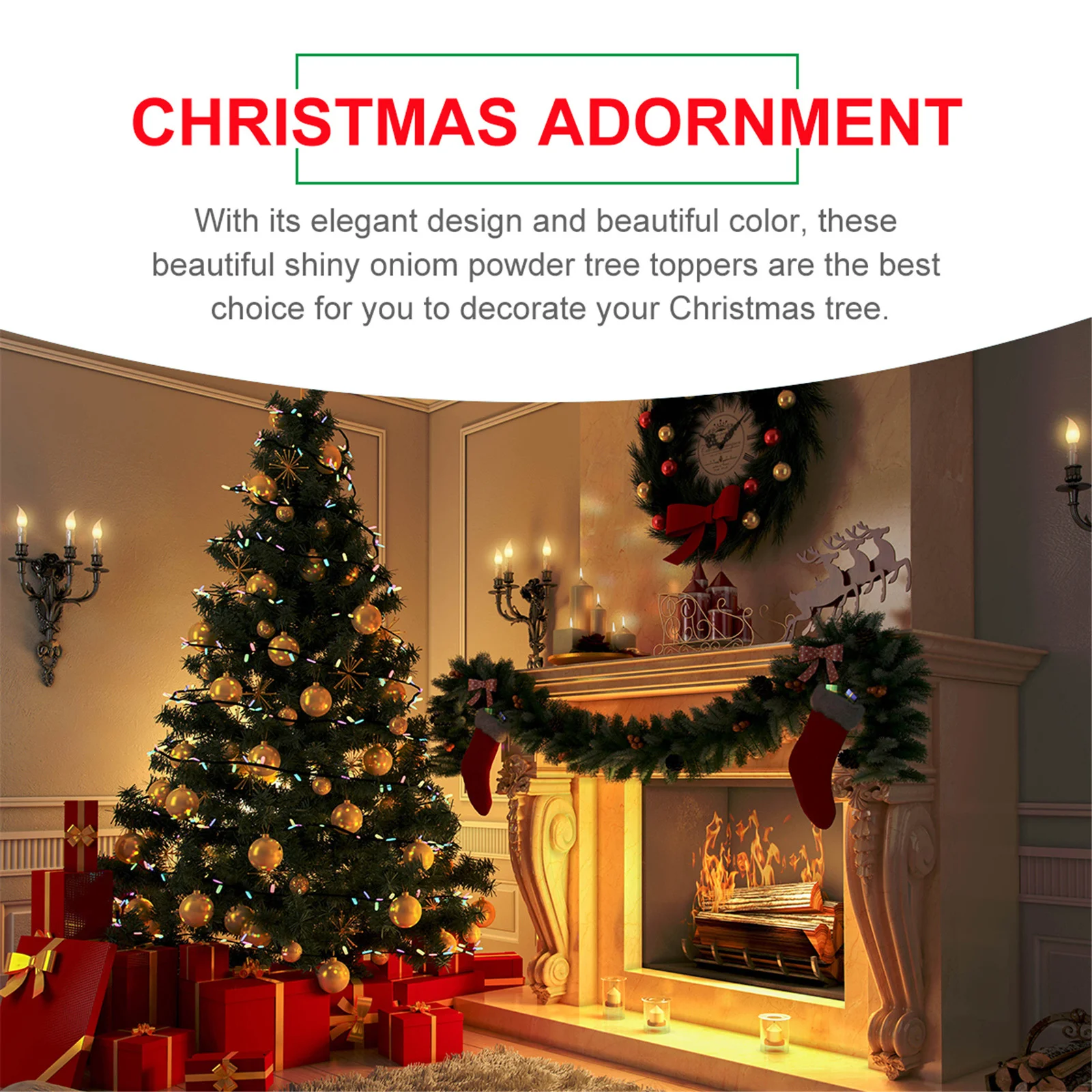 

12Pcs Christmas Tree Topper Sparkling Oniom Powder Design Treetop Ornament for Holiday Decor Festive Celebration