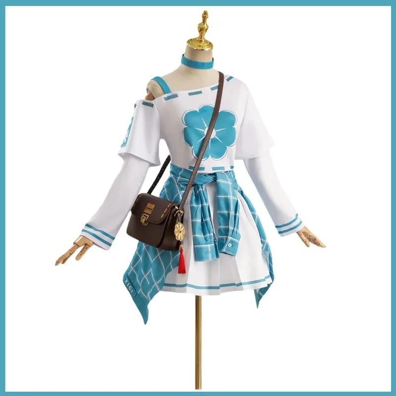 애니메이션 게임 앤 레스터 장난감 판매자 코스프레 의상 가발 긴 소매 티셔츠 격자무늬 코트 셔츠 가방 여성 귀여운 카니발 의상