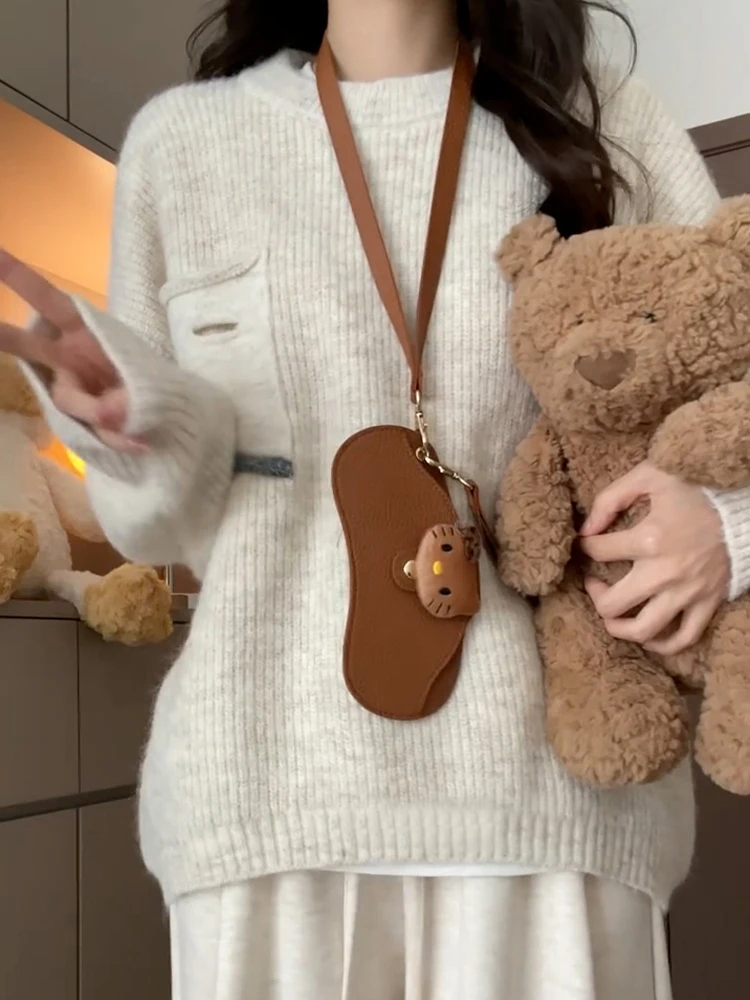 Autunno Inverno Donna Maglione lavorato a maglia Abbigliamento interno Casual High-End Sensazione Lunga Sve round Ne Top GATTIBOR Pendolarismo Sle