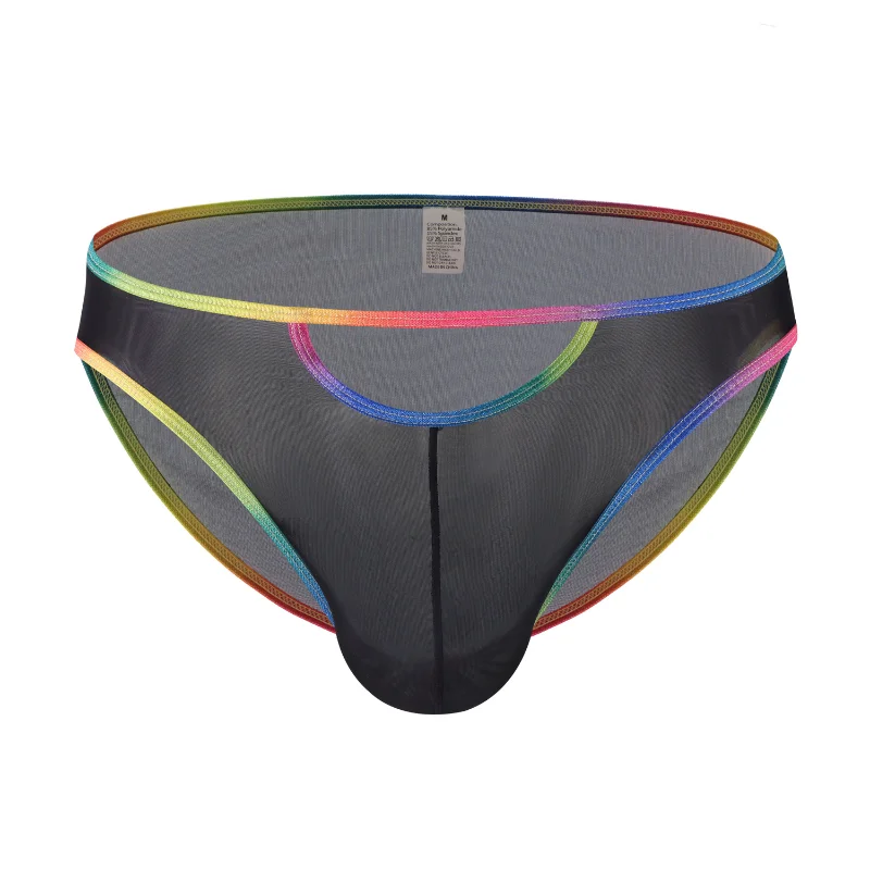 Underwear Men Ultra-Thin Mesh Transparent Briefs Summer Low Waist Hollow U Convex Pouch Lingerie Underpants Bikini Slip Homme
