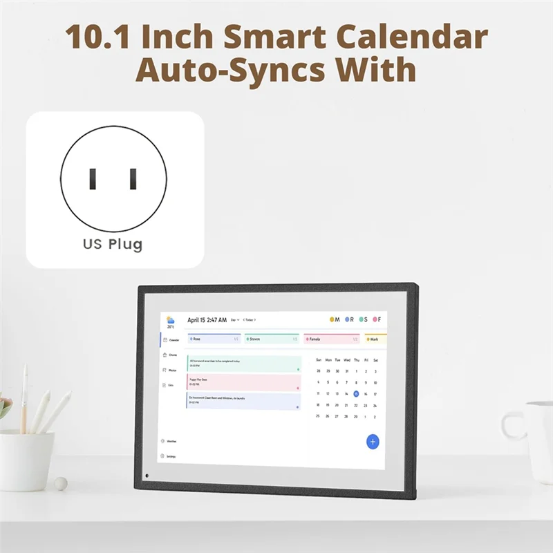 EF-Touchscreen Interactive 10.1 Inch Digital Calendar Chore Chart, Smart Family Planner, Hearth Display Desk Digital