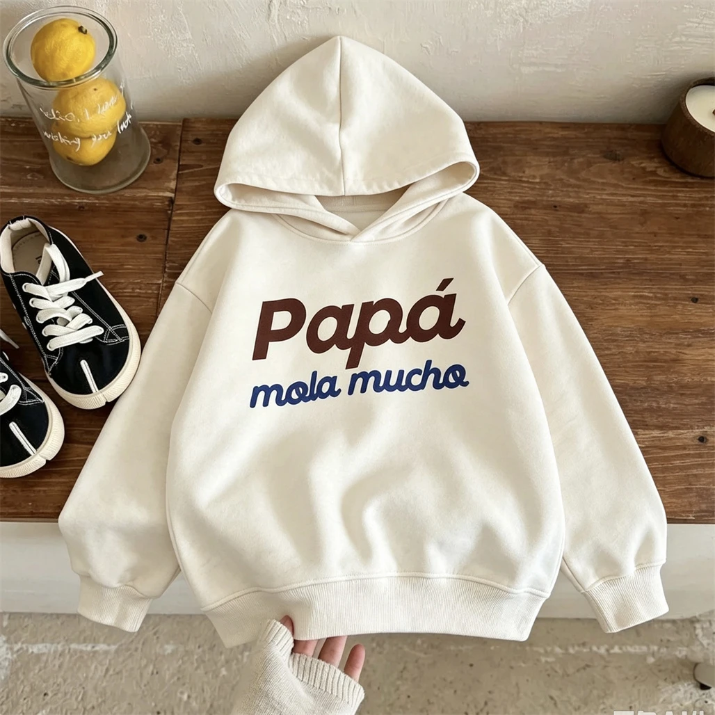Modische Freizeit-Sweatshirts für Kinder, neues Design, bedruckte Kapuzenpullover für Jungen und Mädchen, Herbst-Winter, niedliche, dünne Samt-Hoodies – Detail 2