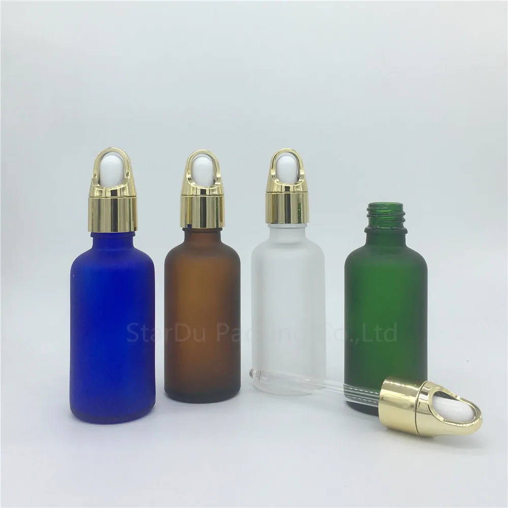 Reisfles 50 ml Amber Groen Blauw Transparant Matglas Essentiële Olie fles, 50cc Glazen Parfum Druppelflesje