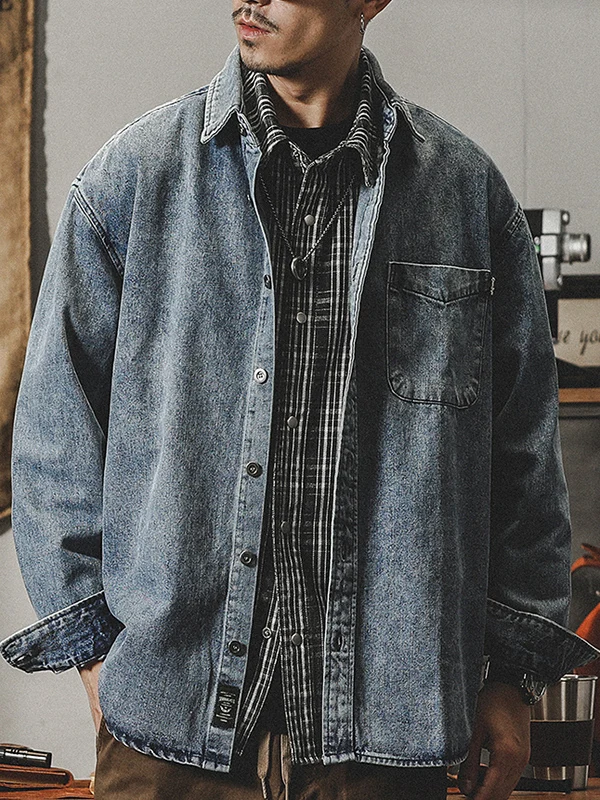 

Американская рабочая одежда в стиле ретро, джинсовая куртка с завышенной талией, мужская весенне-осенняя новая длинная сверовая свободная модная брендовая куртка Jaet Youth Faion