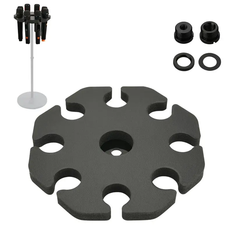 Microphone Holder For Mic Handheld Microphone Storage Organizer For 1/4In,3/8 And 5/8In Threaded Stand Hold Up To 8 Mics