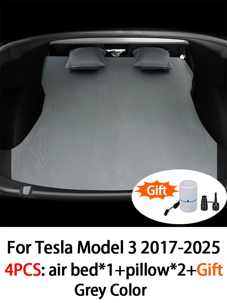 Voor Tesla Model Y & Model 3 2017-2025 Alle modellen Opblaasbaar luchtbed Outdoor Camping Opblaasbaar Suède Autoreisbed