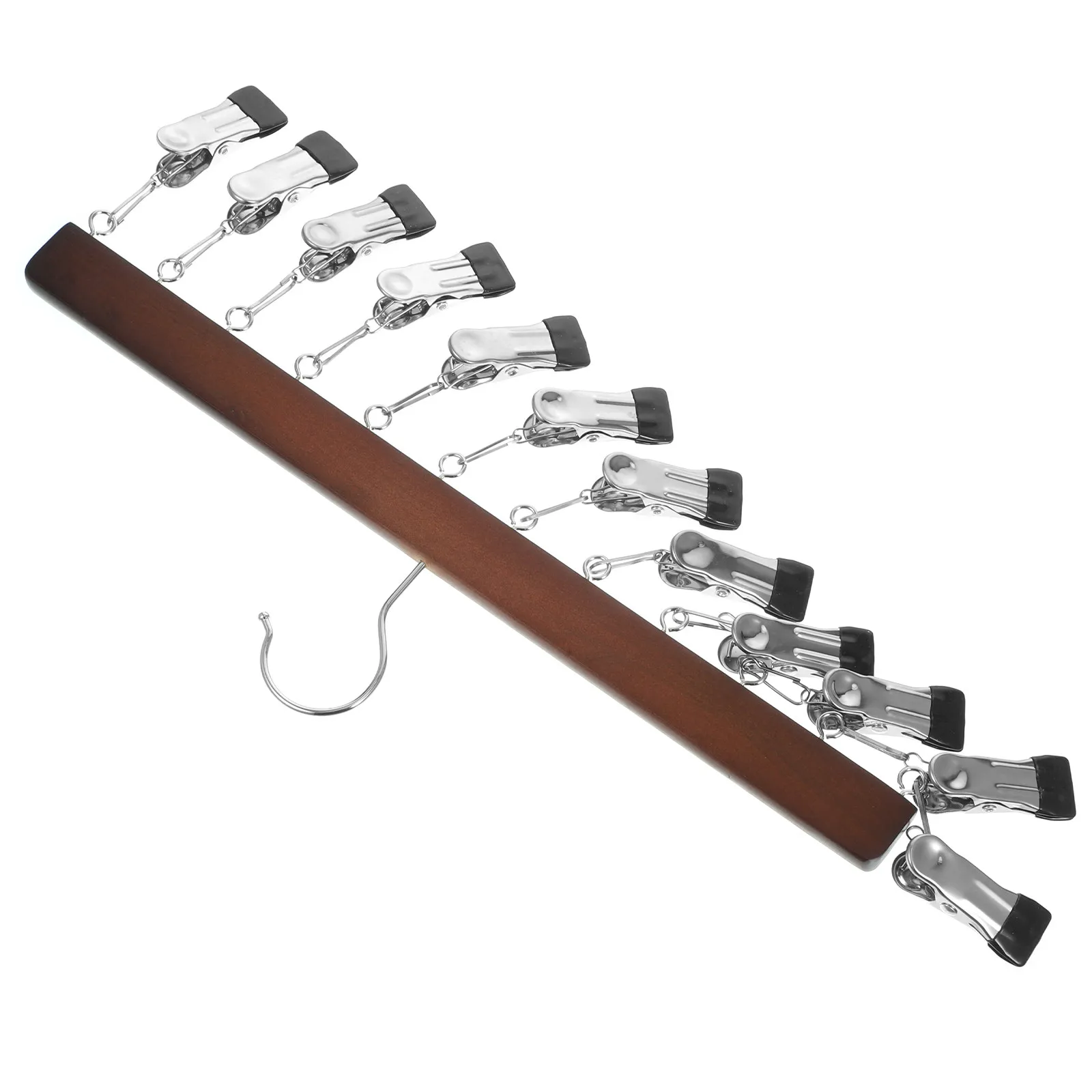 Wooden Clothes Storage Hanger Clips Sturdy Stainless Steel Multipurpose Space Saver Closet Organizer Hat Holder Pants Jeans