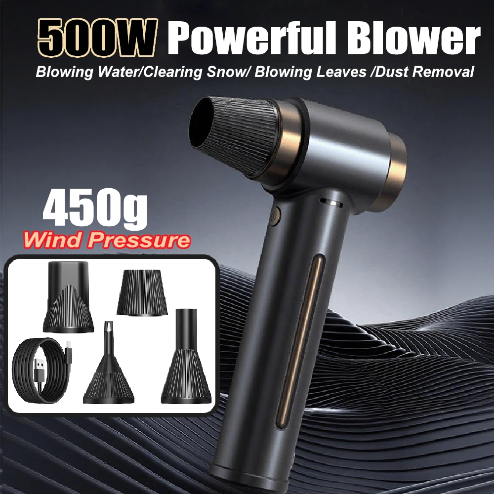 

3 Gears Speed Turbo Jet Fan 500W High Power Handheld Violent Turbo Fan 90000RPM Brsuhless & 450g Wind Pressure Car Water Blower