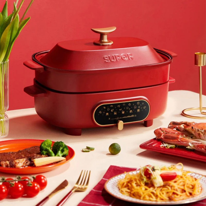 سوبور-طباخ كهربائي متعدد الوظائف ، وعاء تسخين منزلي غير لاصق ، درجة حرارة متعددة ، أدوات مطبخ ، 5.5L